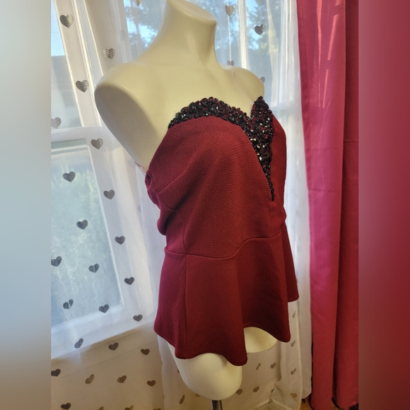 #44 Rue21 Red Tubetop with Black Accent Details - Picture 2 of 5